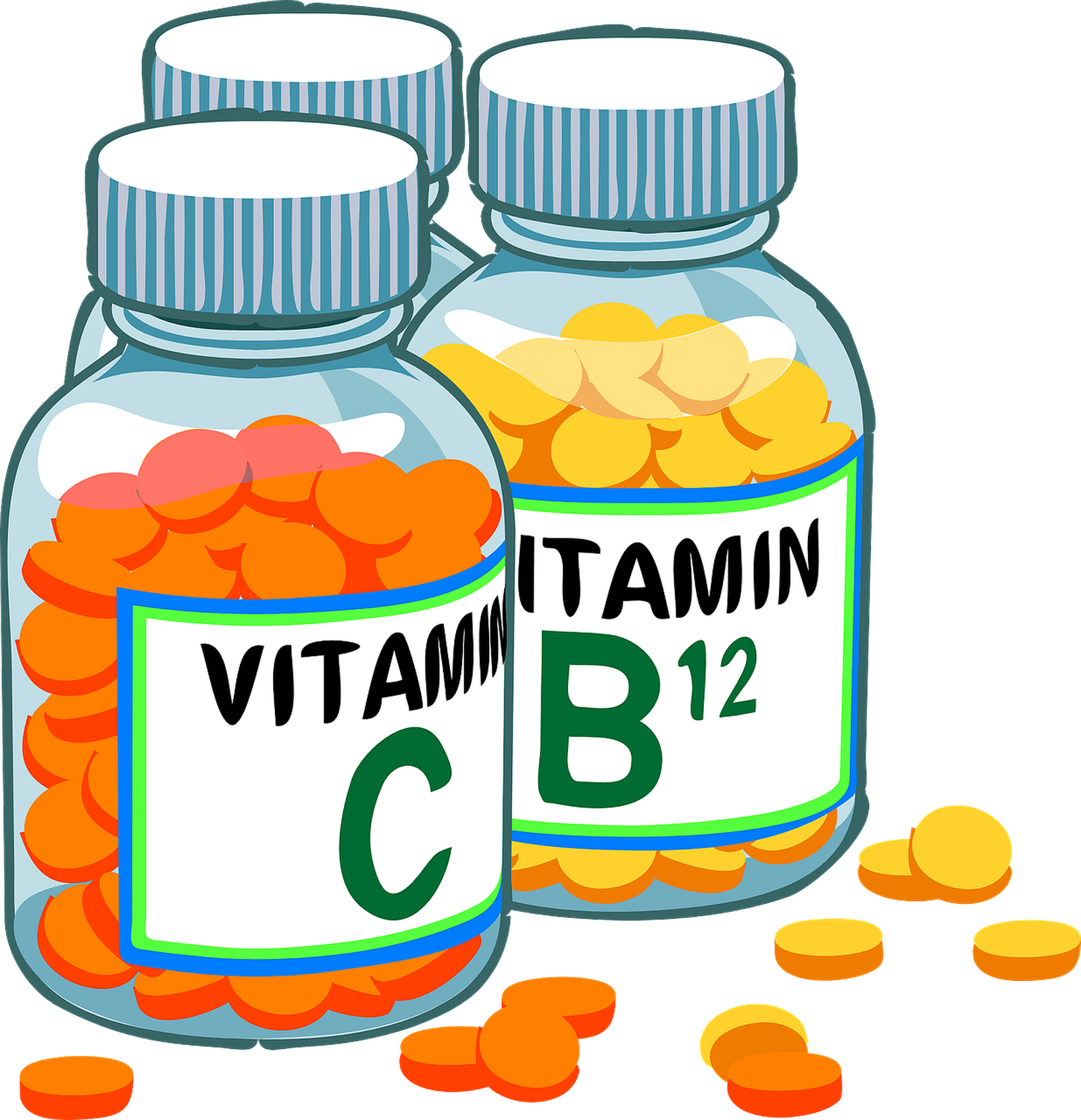 Eine Vector Grafik mit drei Vitaminflaschen